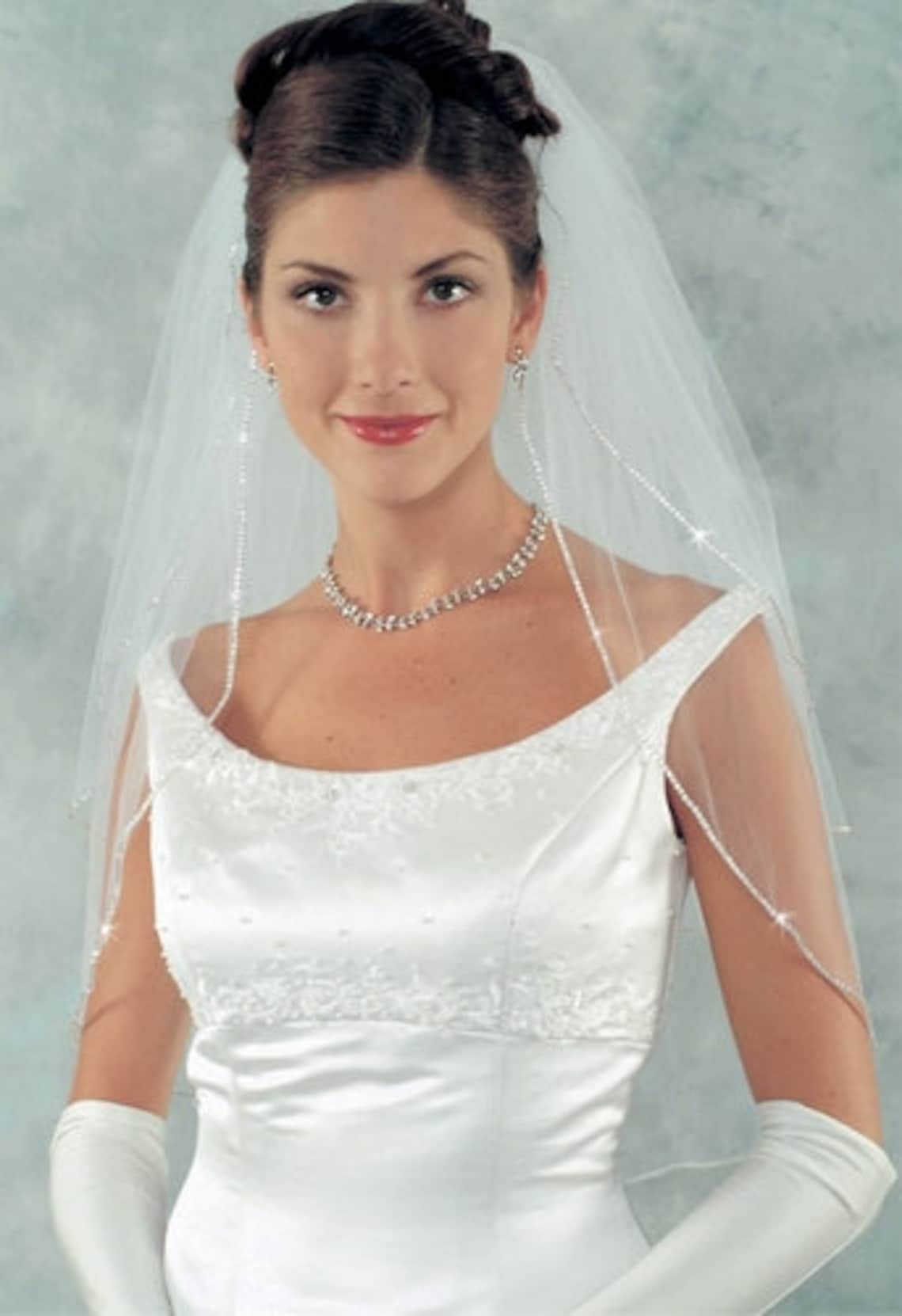 Nadiana–  Classic Rhinestone edge wedding veil