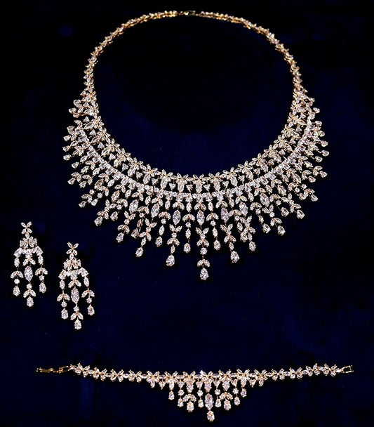 Venezia -  Stunning Gold Swarovski crystal statement necklace set