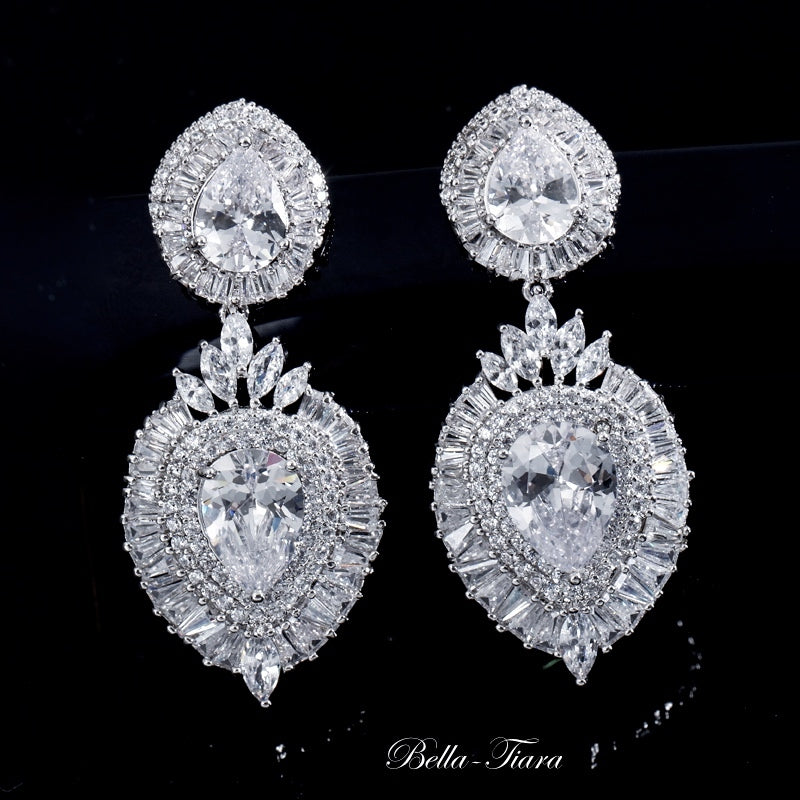 Regina Stunning Statement crystal drop bridal earrings