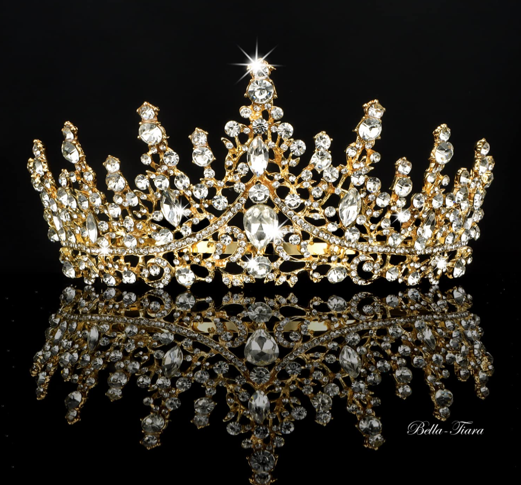 QueenAndrea - Royal crystal gold tiara