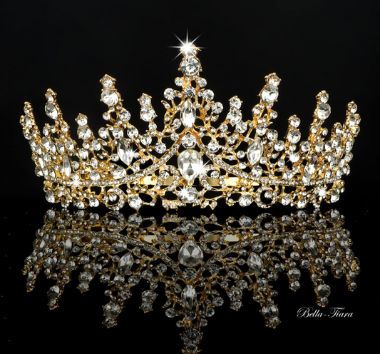 QueenAndrea - Royal crystal gold tiara