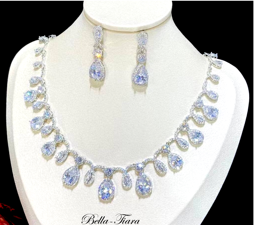 Deanne-  Elegant CZ wedding necklace set