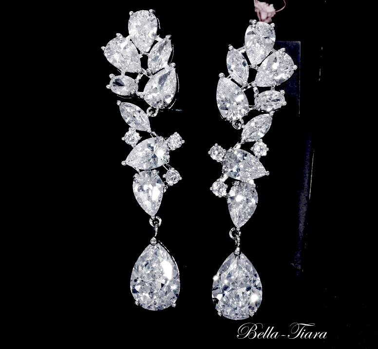 Mayra -  Crystal drop wedding earrings