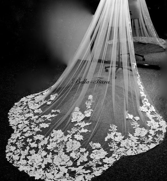 Fioralisa - Romantic Flower lace regal floor cathedral veil