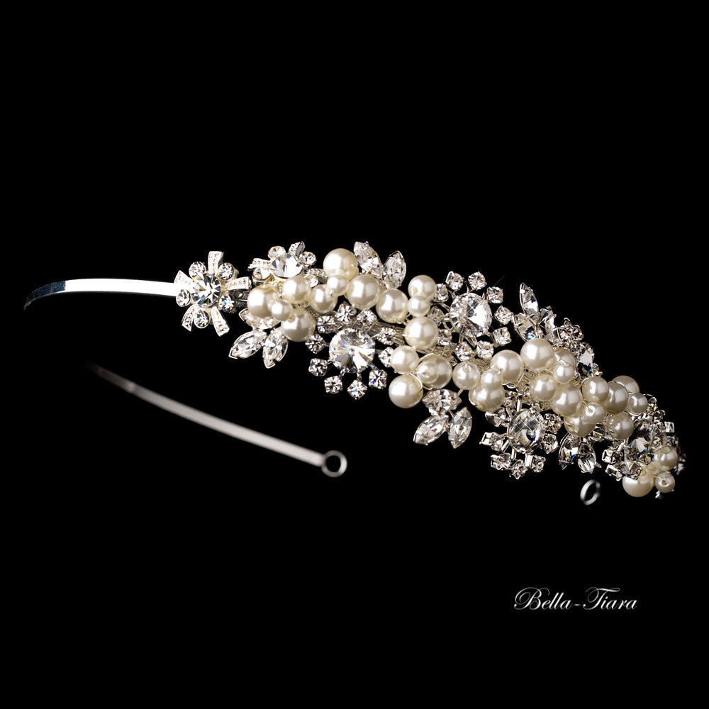 Kristen - Swarovski Crystal and pearl wedding headband