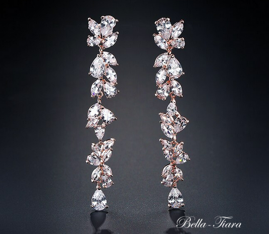 BellaVita - Swarovski crystal rose gold long earrings