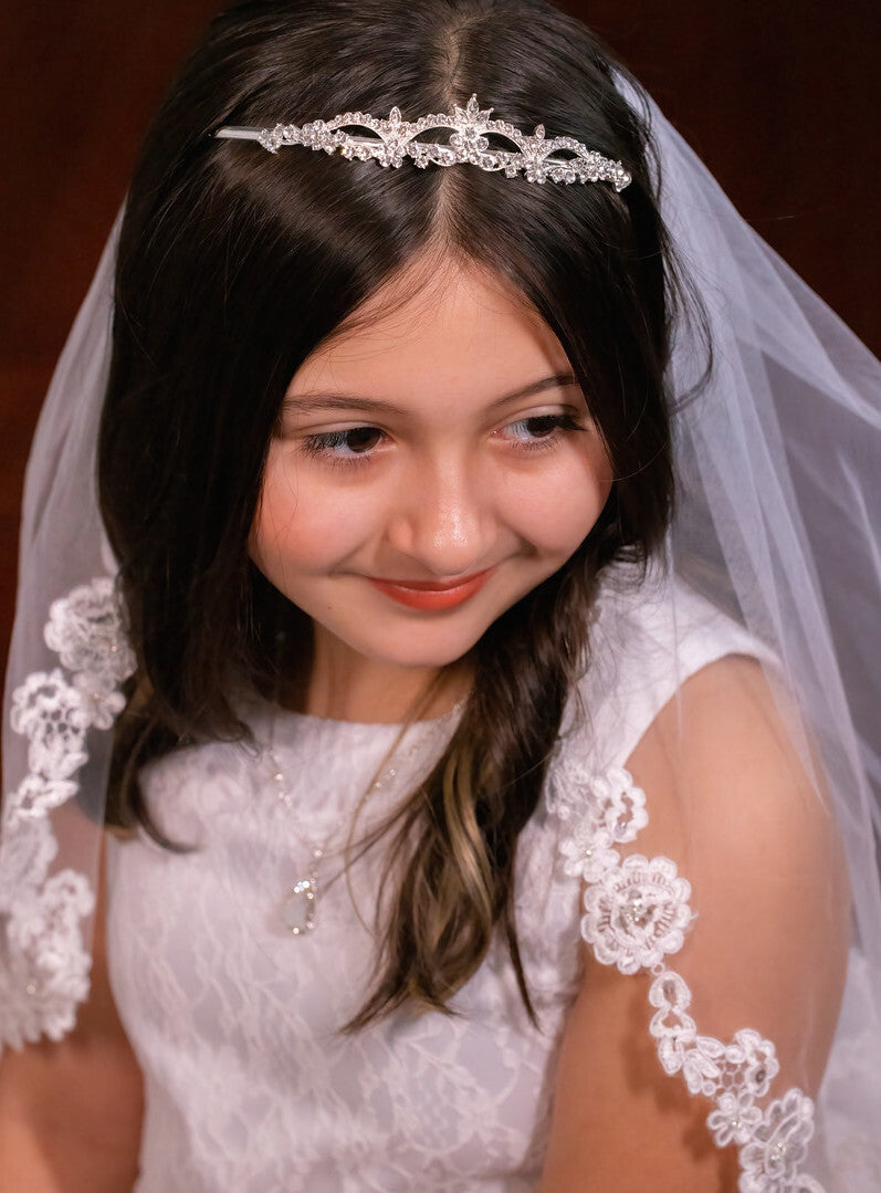 Darianna - Flower lace first communion veil