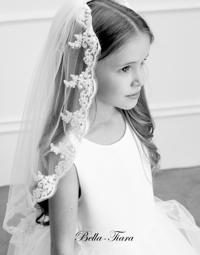 Lora- Spanish style mantilla lace communion veil