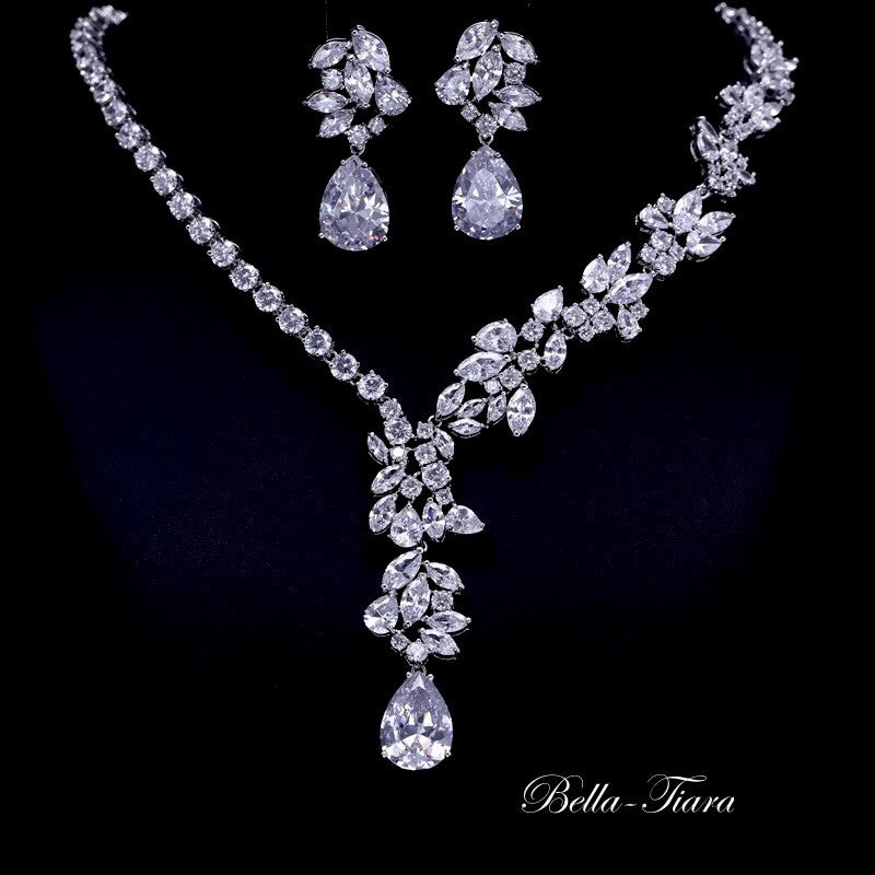 Micola - Glamorous statement crystal bridal necklace set