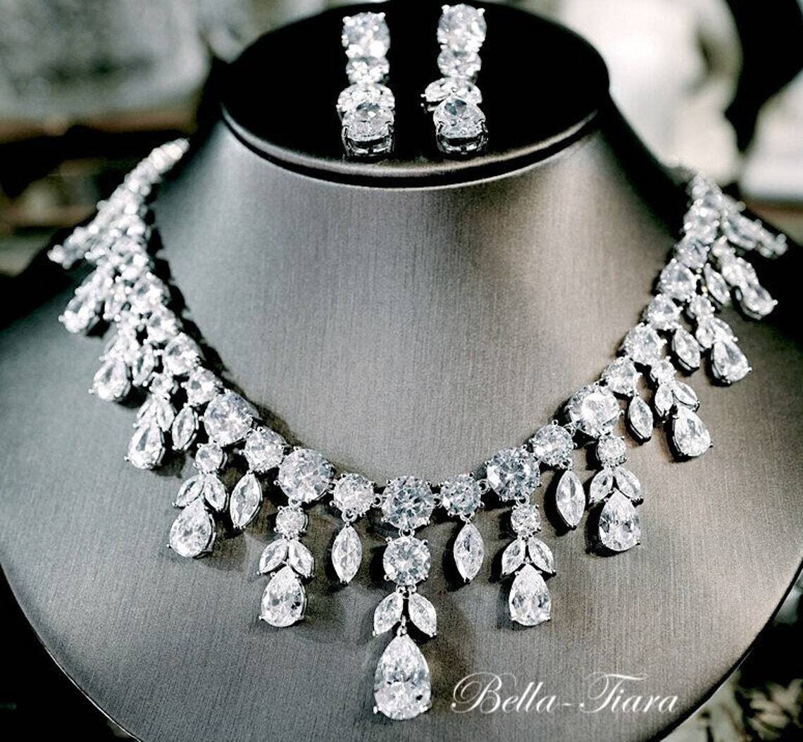 Bridgeton - Swarovski crystal bridal statement necklace set (free bracelet)