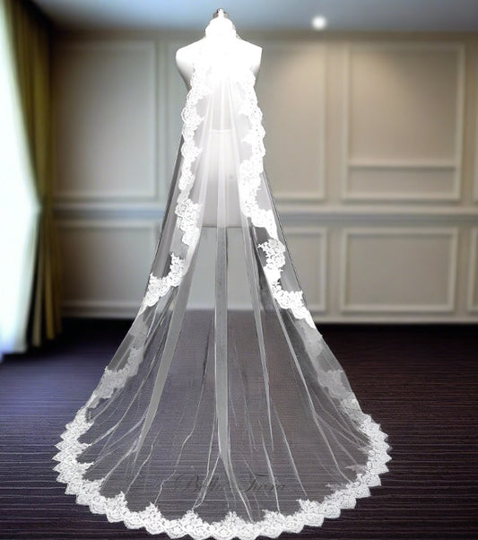 Vela - Beaded cathedral Lace wedding veil