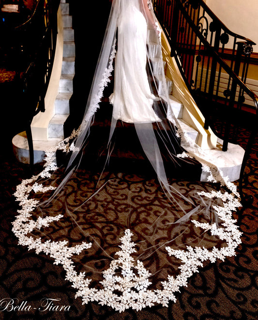 Viola, Glamorous Flower lace royal cathedral veil