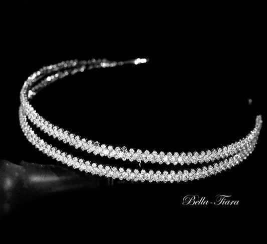 Dayana - Double row silver crystal headband