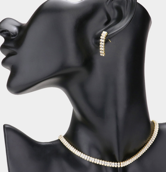 Golden -   Dazzling elegant gold choker necklace set