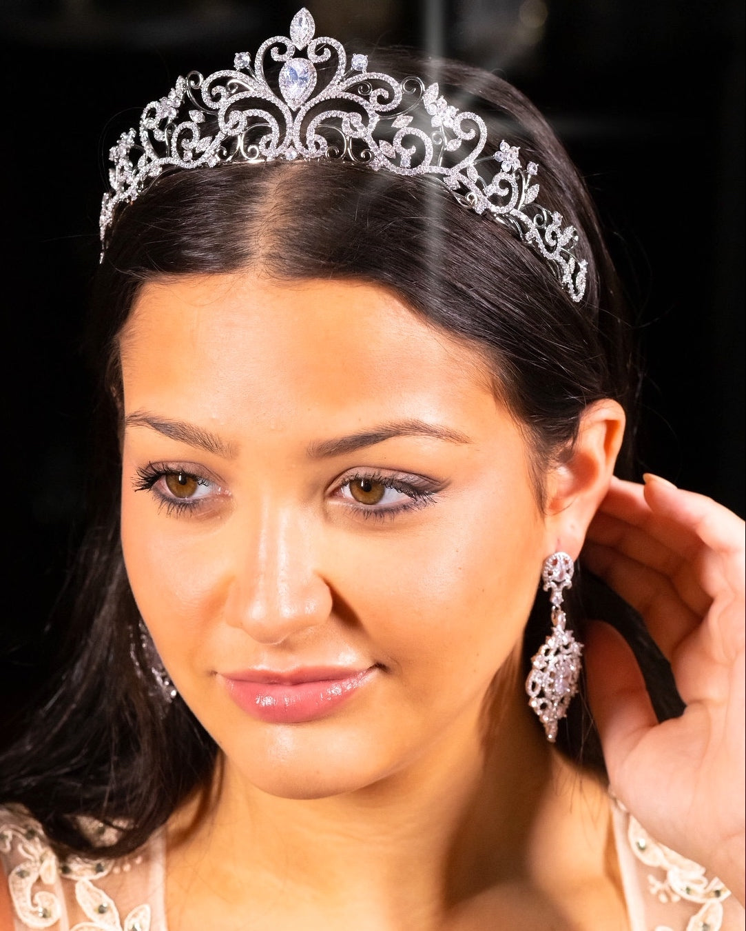 Silver crystal wedding tiara