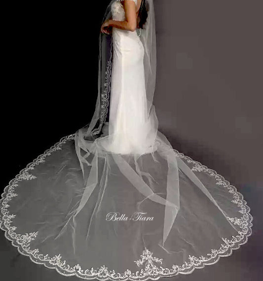 Enza - Italian collection Beaded crystal cathedral veil