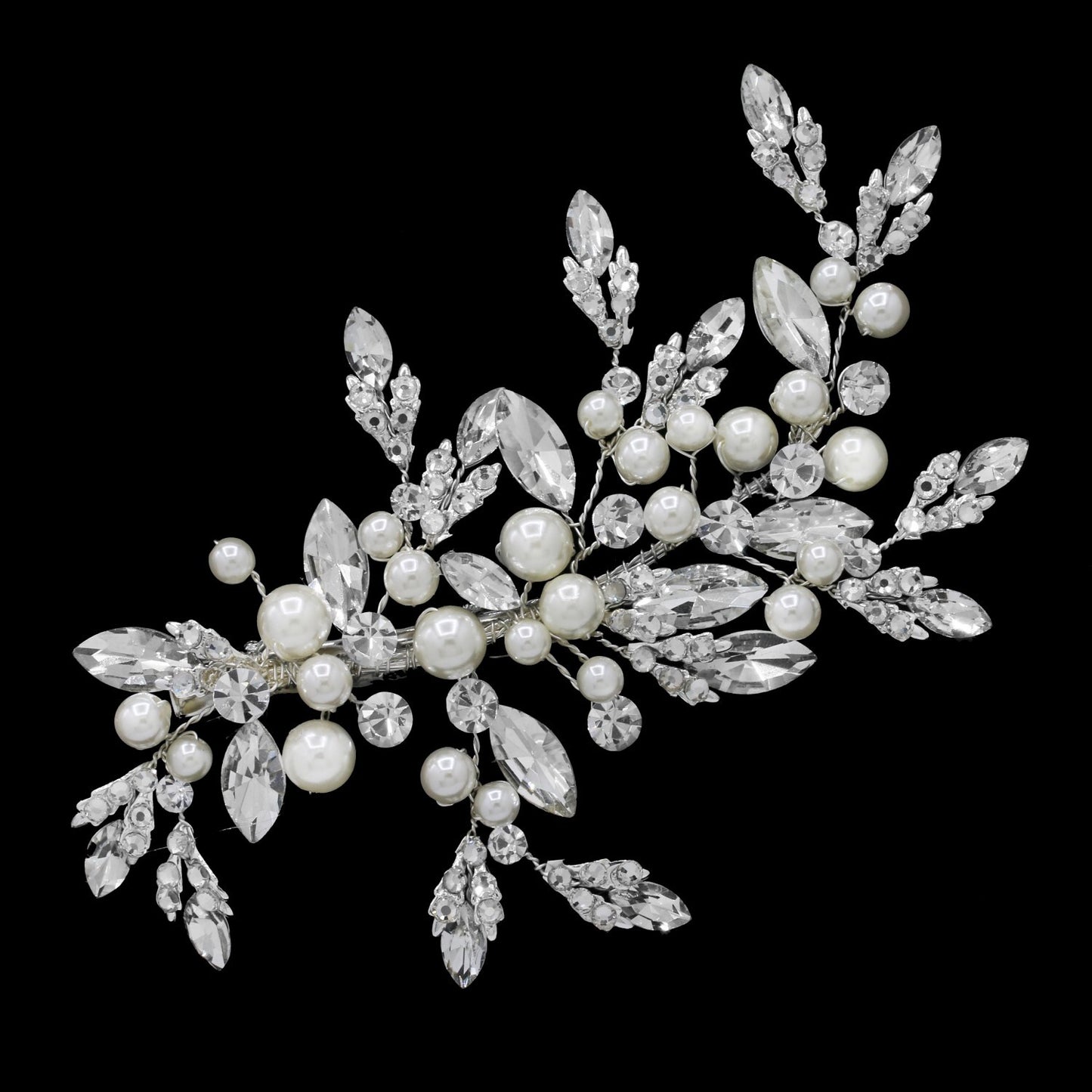 Dorotea -  Pearl crystal wedding hair comb clip