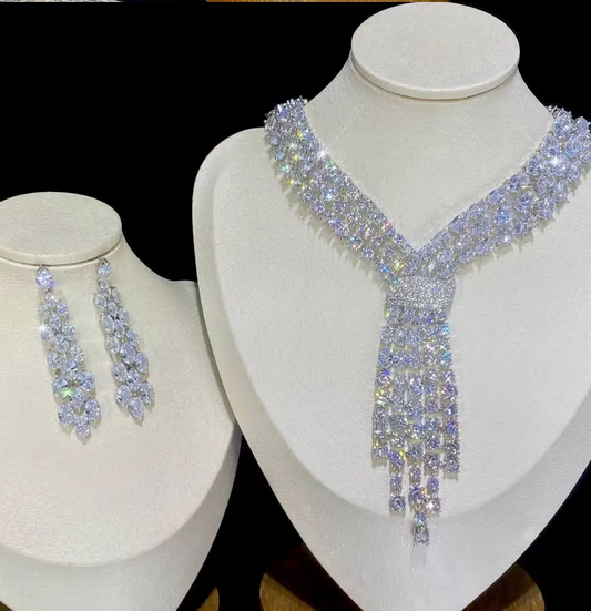 Amanda- Stunning drop statement crystal necklace set