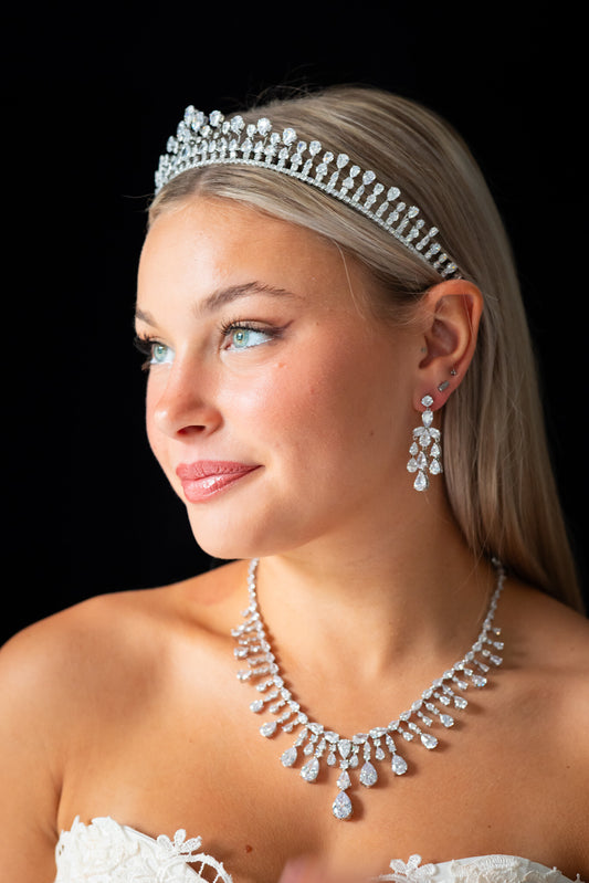 Brigita - Princess drop crystal Bridal necklace set