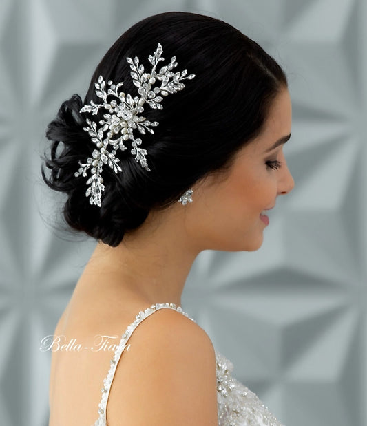 Amanda - Crystal and pearl wedding comb  hairpiece