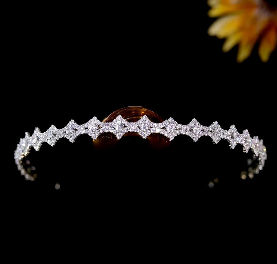 Natalia-  Beautiful silver crystal wedding headband