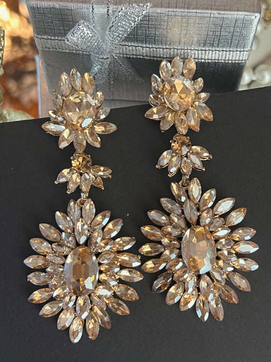 Gianna -  Beautiful champagne gold statement drop earrings