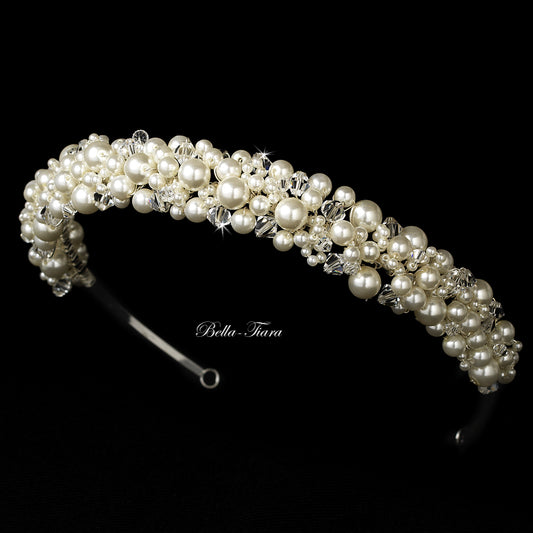 Marialea - Pearl and crystal wedding headband