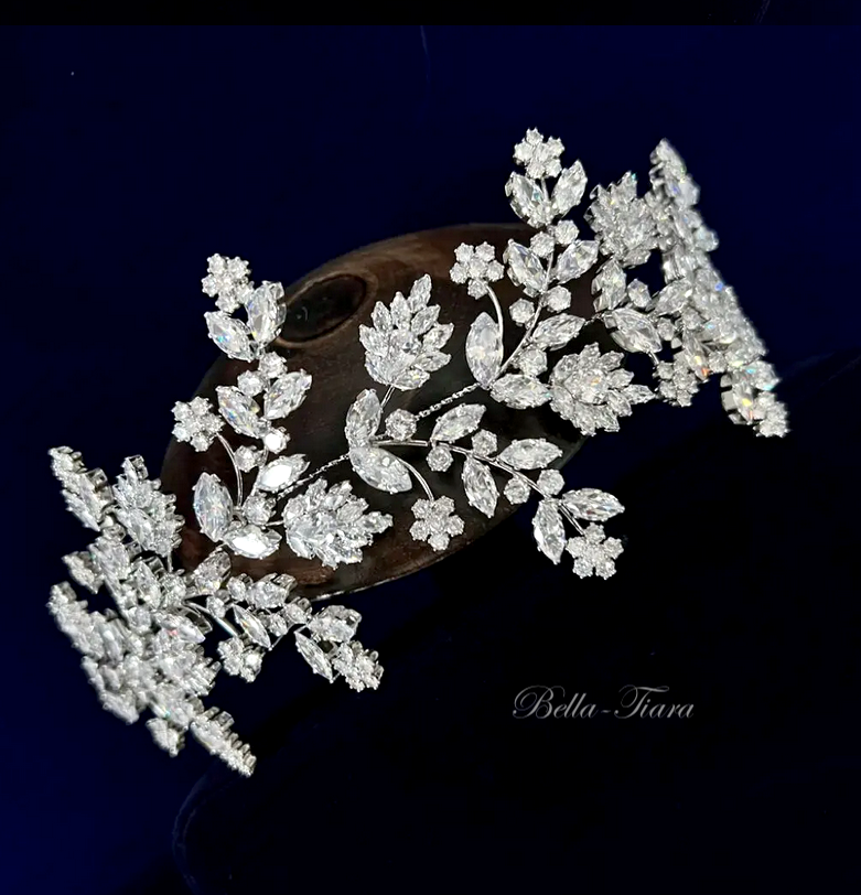 Rosabella - Exquisite crystal floral vine wedding headpiece