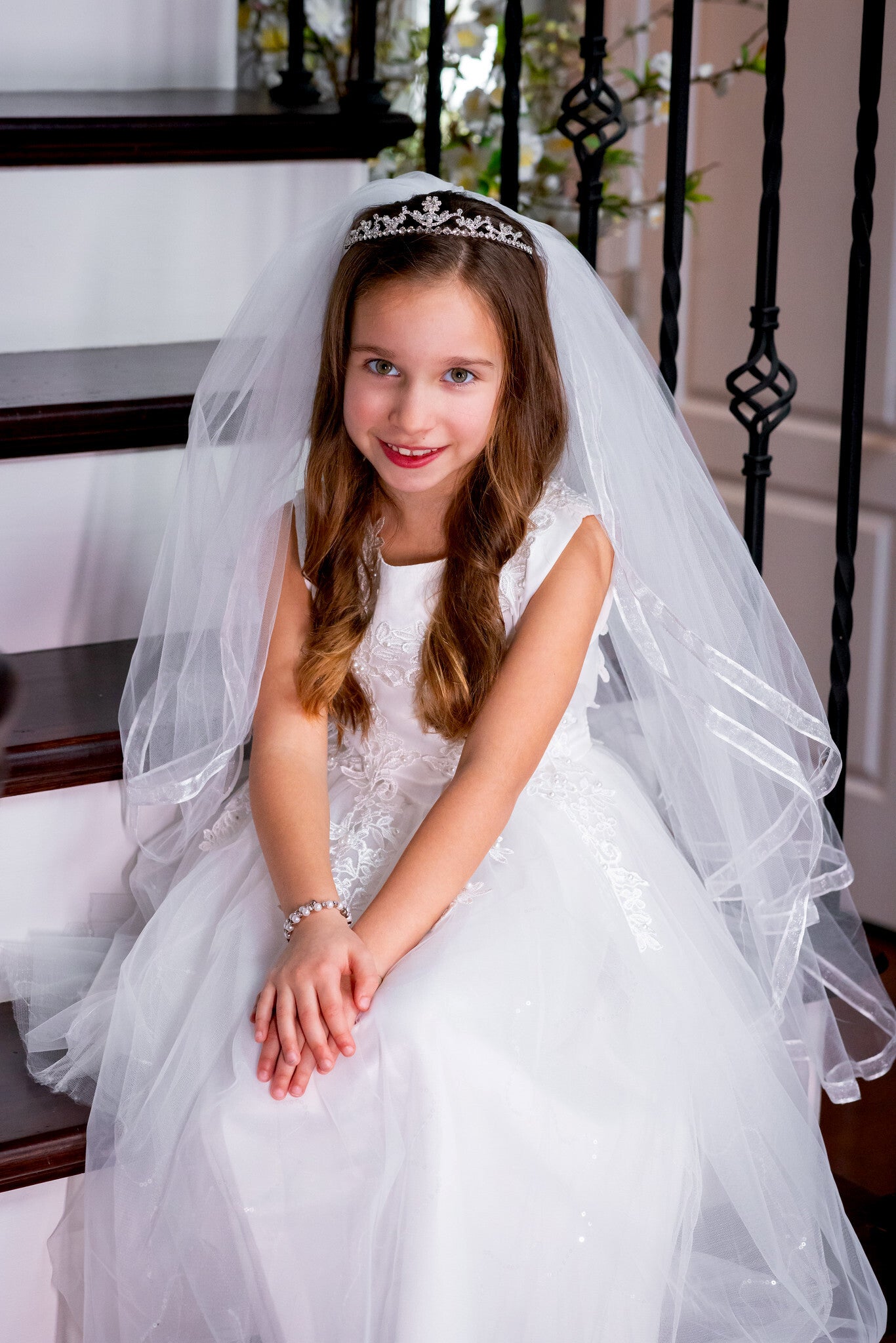 Bianca -  2 tier organza communion veil