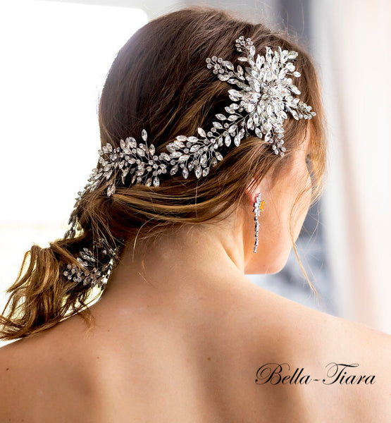 Stunning Clear Crystal Vine with Iridescent Shimmer Tiara Headband Earring Set Delicate Vine Tiara -- Crystal – Jennifer Behr LLC main image 2